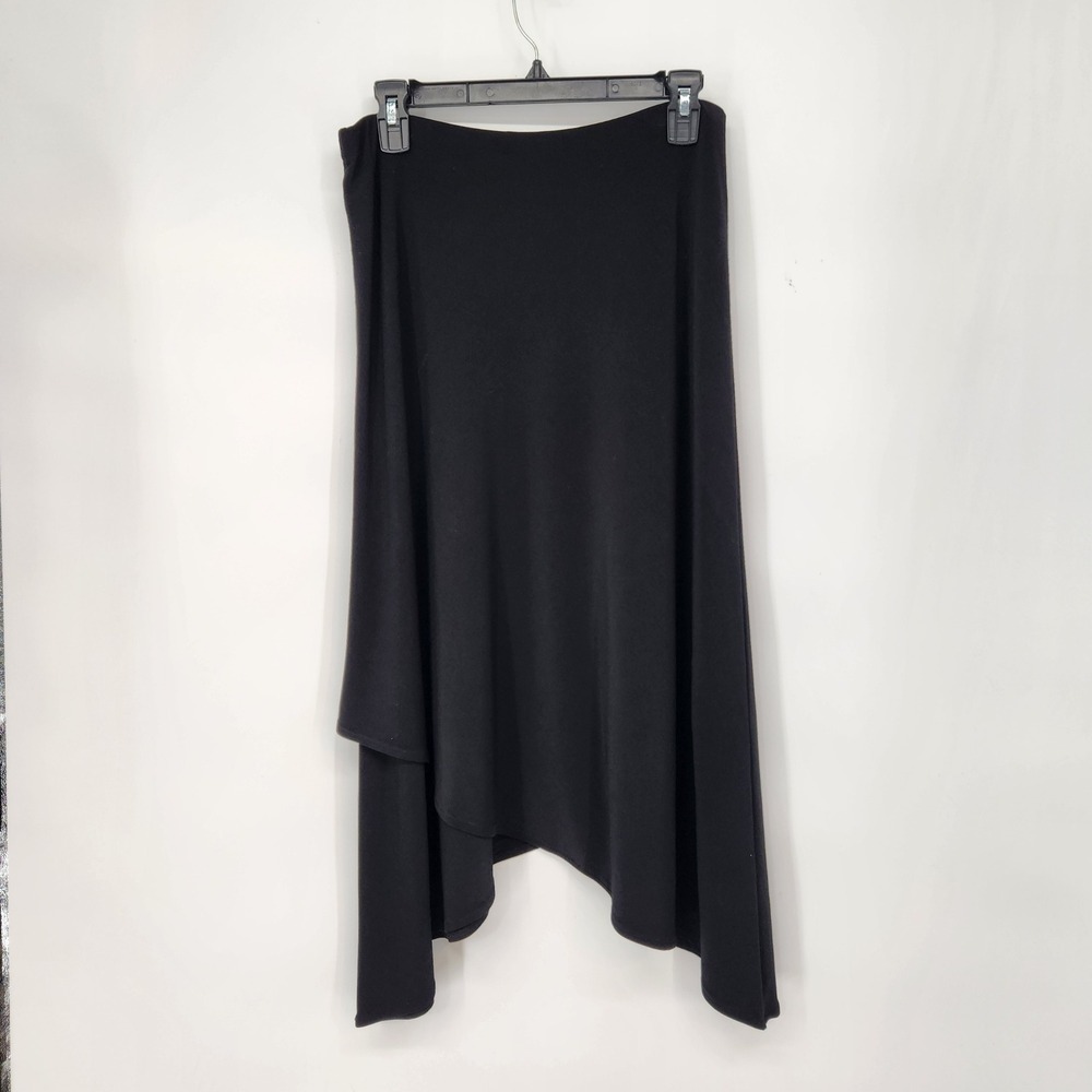 Sympli The Best Black Asymmetrical Midi Skirt Whimsygoth Lagenlook Stretchy 10 - Picture 4 of 7